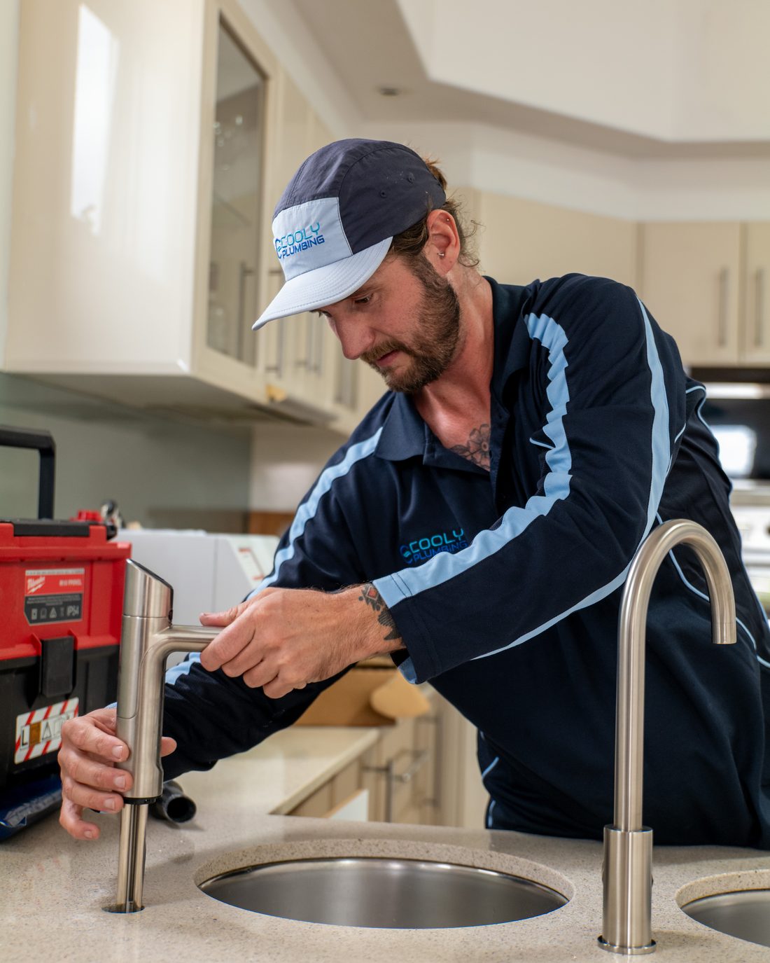 Checking for leaks under the sink