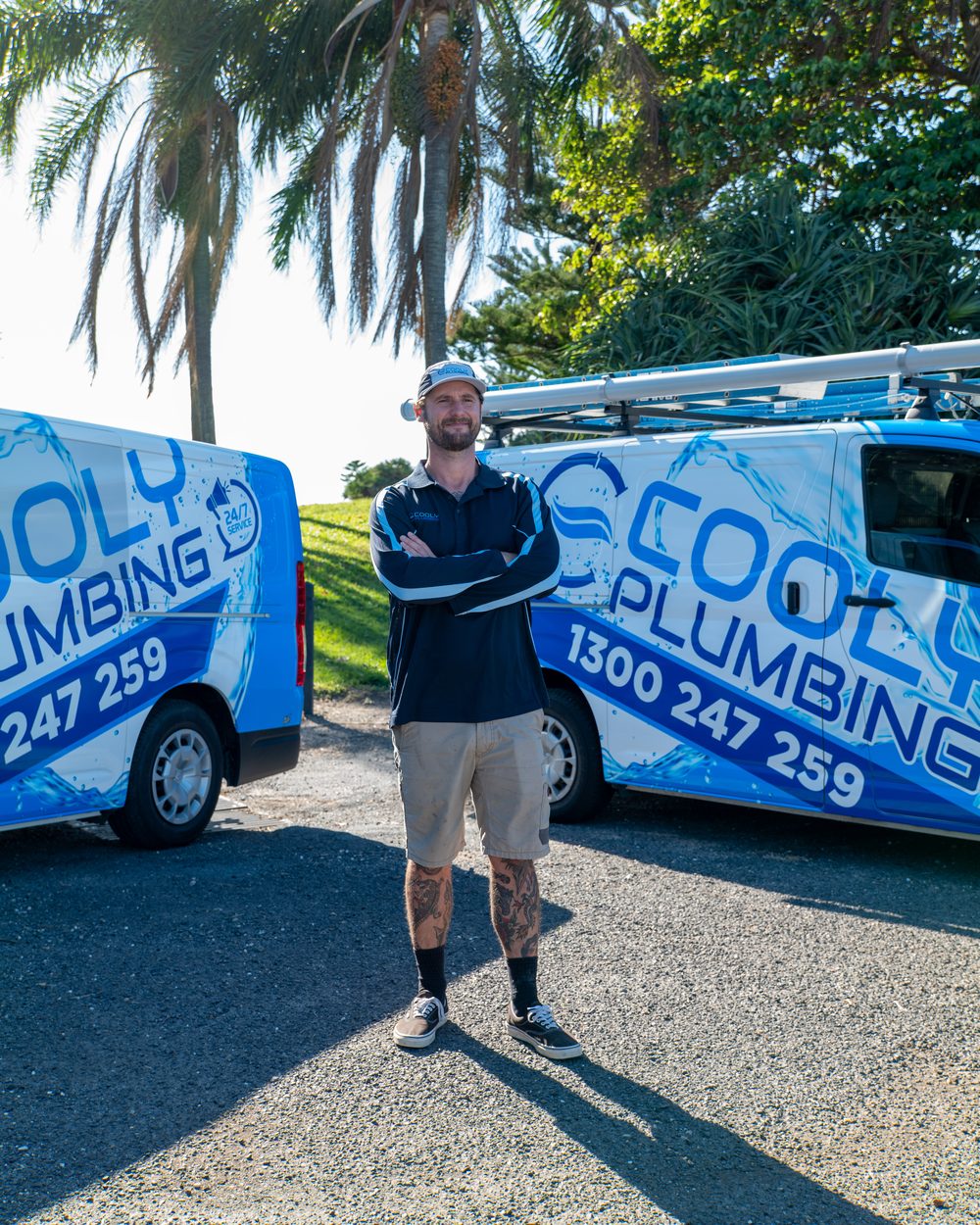 Cooly plumber at the service van