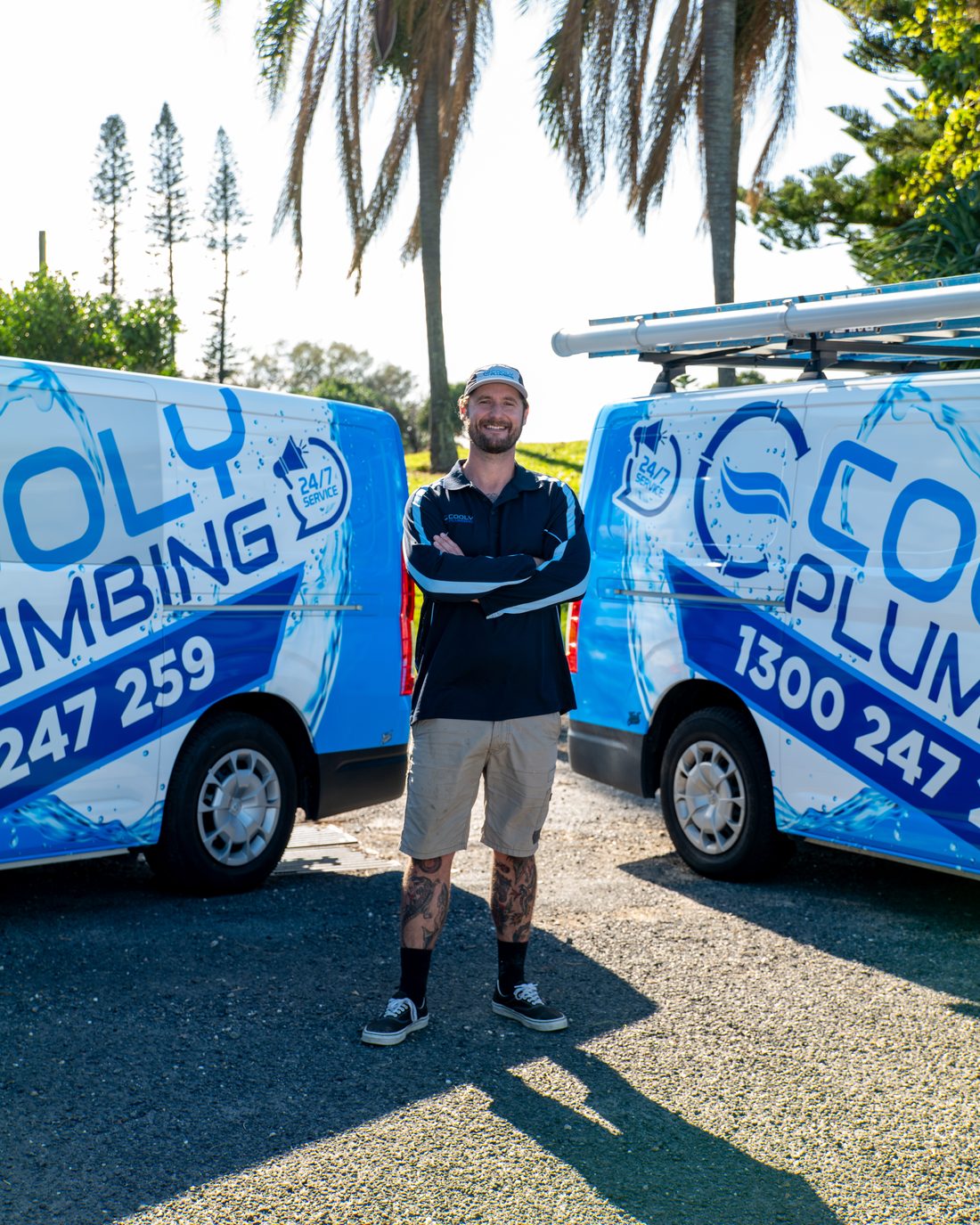 Cooly plumber at the service van