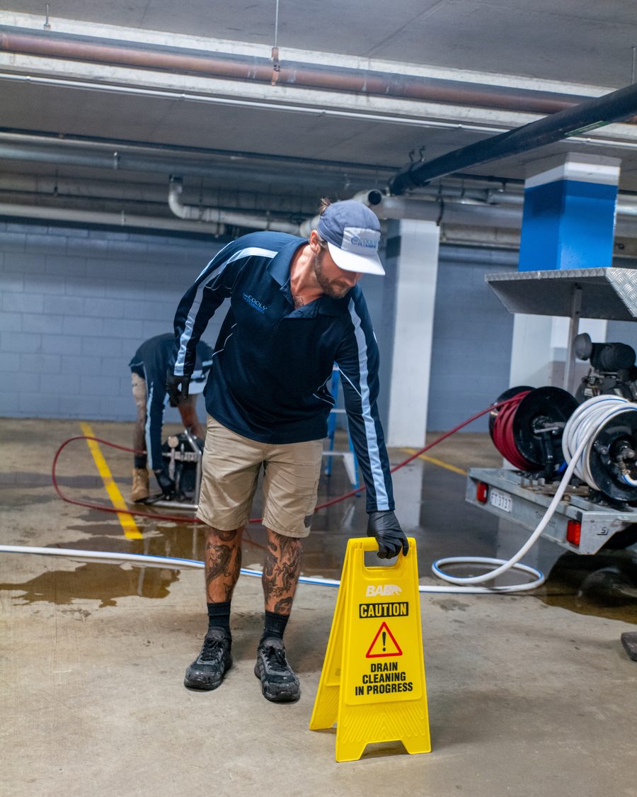 Emergency drain clearing in a basement carpark